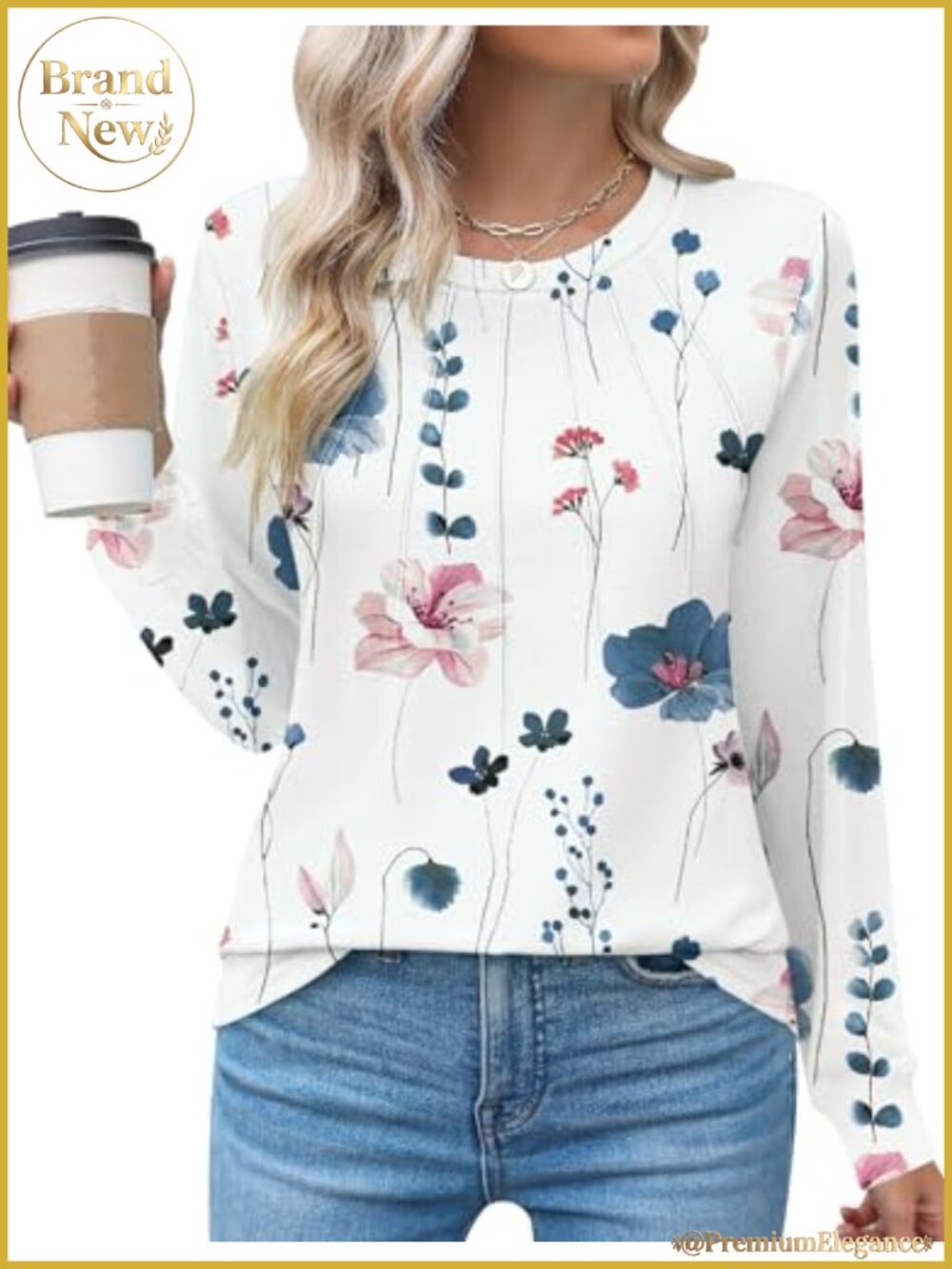 Women's Long Sleeve Pleated Crew Neck Blouse Dressy Casual Tunic Top